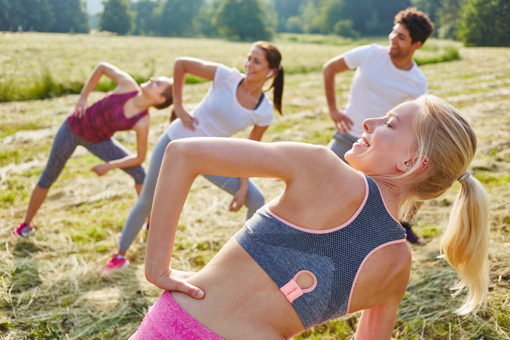 Aerobics Class with Woman as Coach